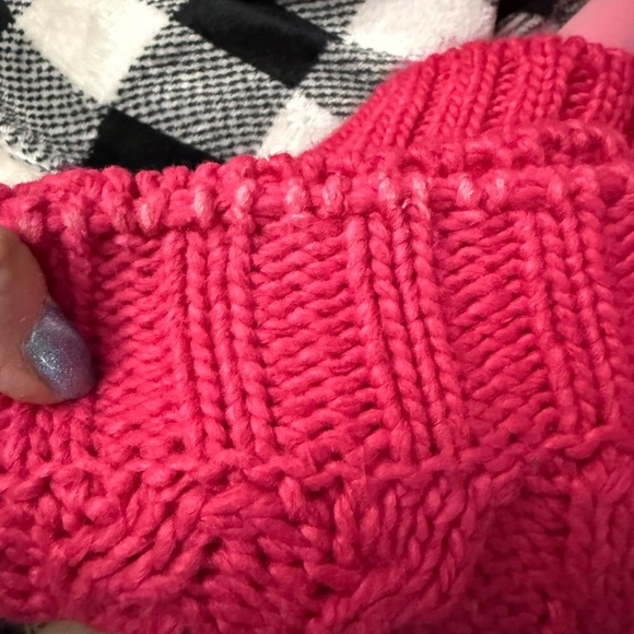 For Love And Lemons Quinn One-Shoulder Sweater, color Fuchsia Pink, size L - Picture 9 of 10